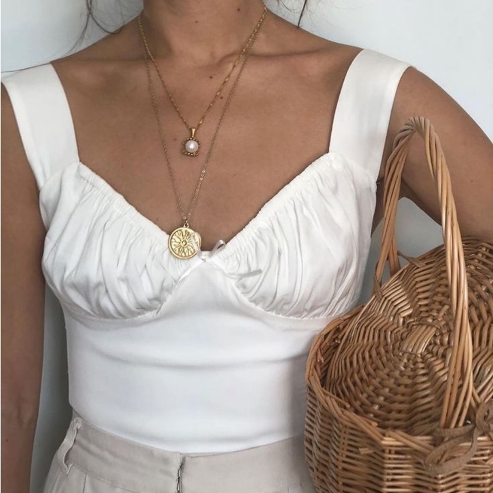 WITH JEAN Bridgette White Top XXS